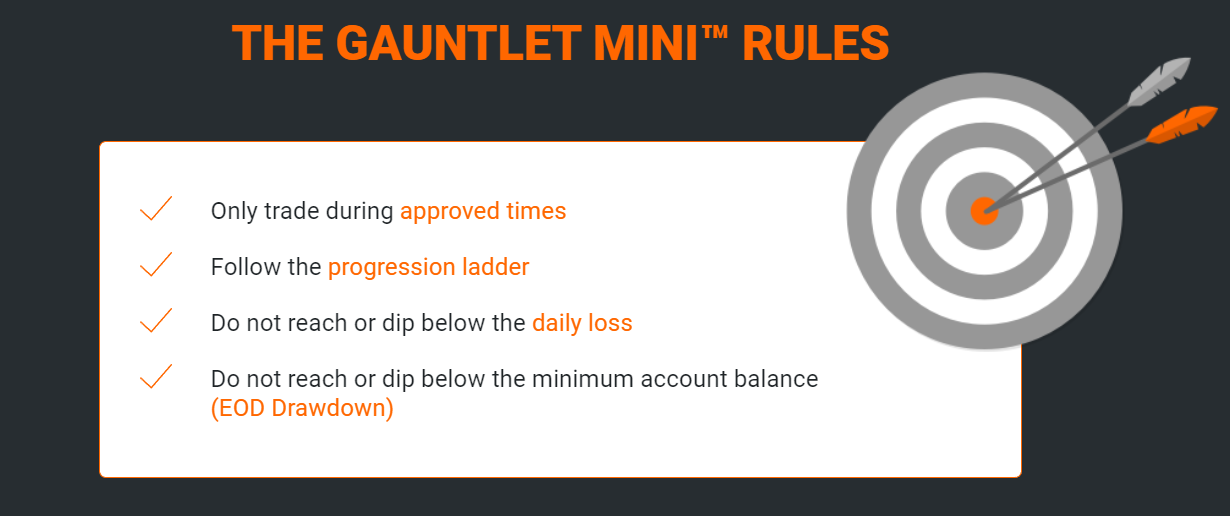 earn2trade the gauntlet mini rules